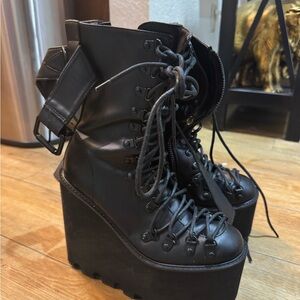 Demonia Black Platform Lace-Up Boots